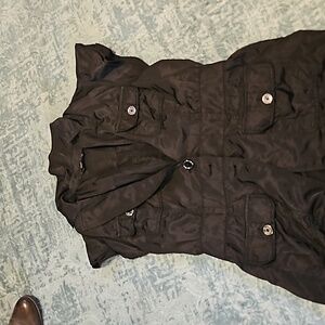 Black long vest, Black house white Market